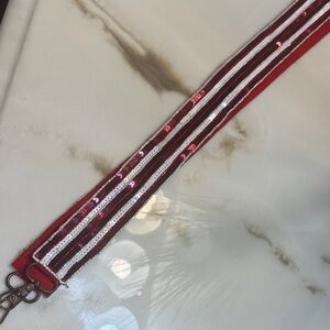 Red and White Sequin purse strap